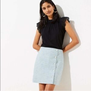 LOFT Powder Blue Side-Button Mini Skirt